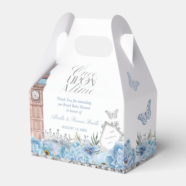 Blue and Silver Once Upon a Time Princess Favor Box (Front Side)