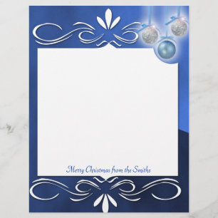 Blue and Silver Ornaments on a Blue