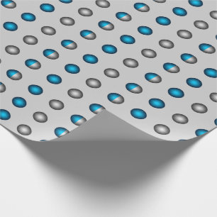 Blue and Silver Polka Dot Pattern Wrapping Paper