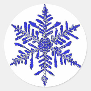 Blue and Silver Snowflake Classic Round Sticker