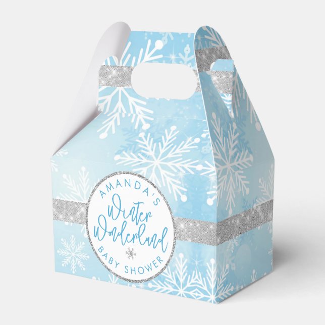 Blue and Silver Snowflake Favour Box (Front Side)