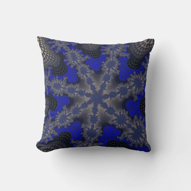 Blue and Silver Starburst Throw Pillow (Front)