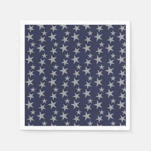 Blue and Silver Stars Paper Napkin