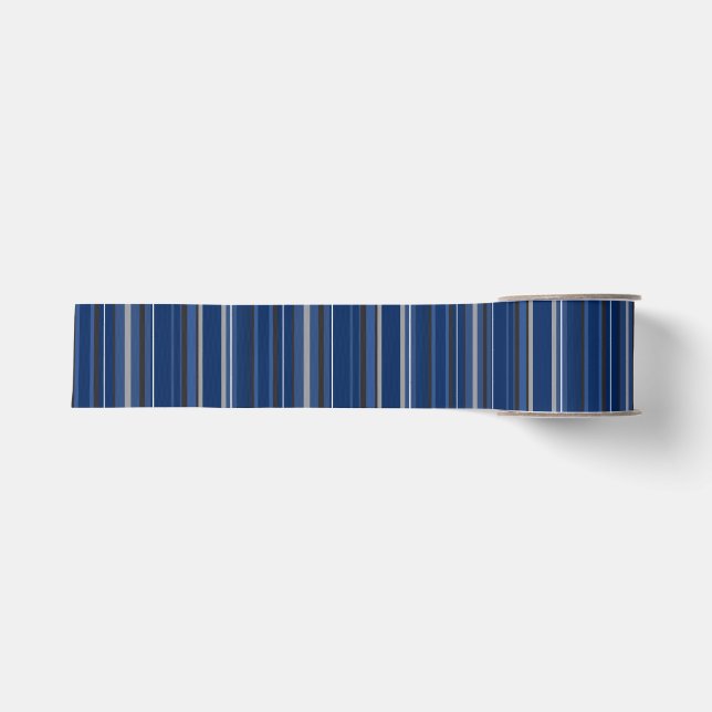 Blue and Silver Stripe 3" Wide Grosgrain Ribbon (Front)