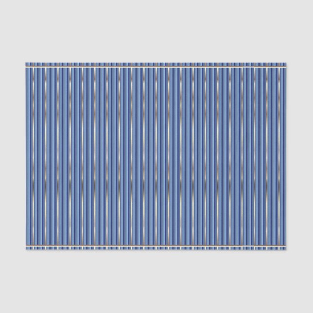 Blue and Silver Stripes Tissue Paper (Front)
