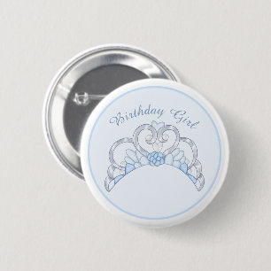 Blue and Silver Tiara Birthday Girl Pin
