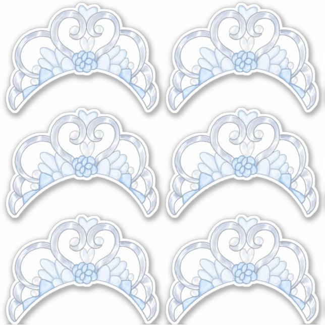Blue and Silver Tiara Sticker Sheet (Front)