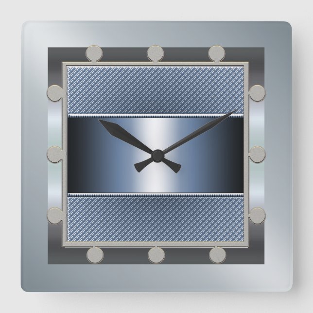 Blue and Silver Wall Clock (Front)