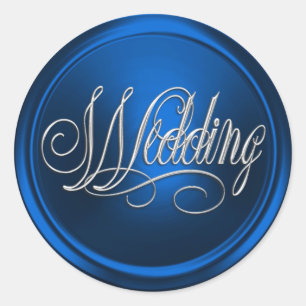 Blue and Silver Wedding Envelope Seal