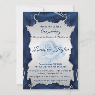Blue and Silver Wedding Invitation