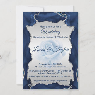 Blue and Silver Wedding Invitation
