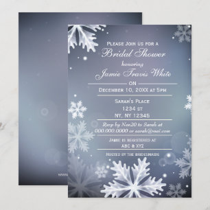 Blue and Silver Winter Bridal shower invite
