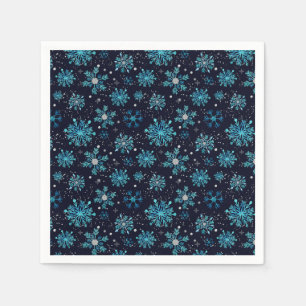 Blue and Silver Winter Snowflakes Napkin