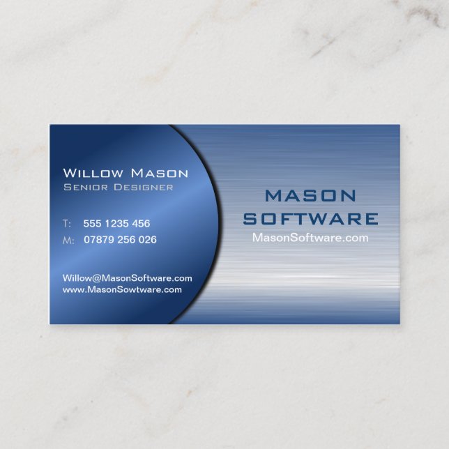Blue and Steel Folded Technology Business Card (Front)