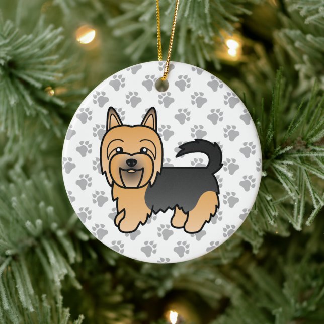 Blue And Tan Australian Terrier Cute Cartoon Dog Ceramic Ornament (Tree)