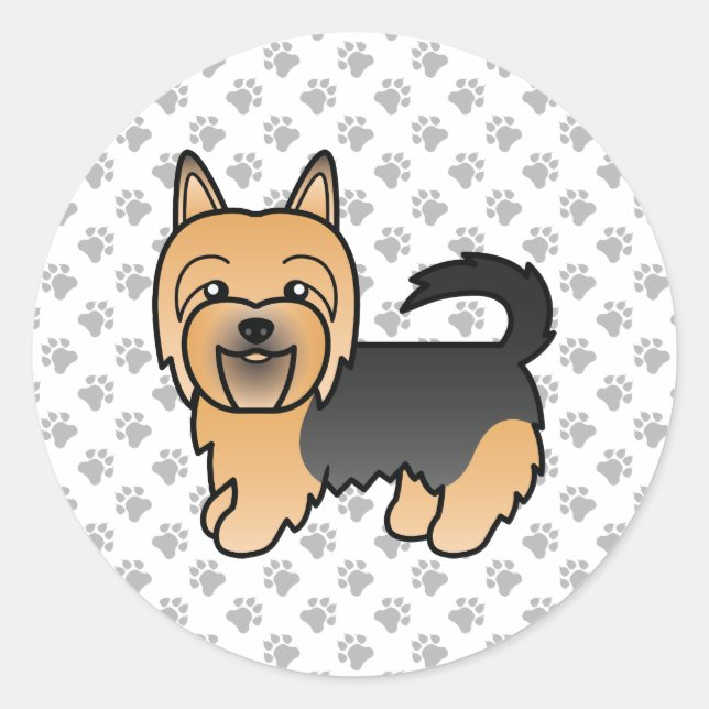Blue And Tan Australian Terrier Cute Cartoon Dog Classic Round Sticker (Front)
