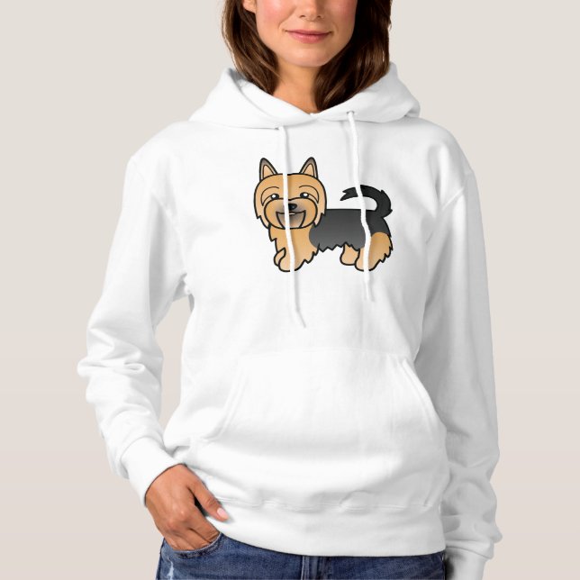 Blue And Tan Australian Terrier Cute Cartoon Dog Hoodie (Front)