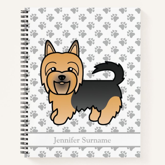 Blue And Tan Australian Terrier Cute Cartoon Dog Notebook (Front)