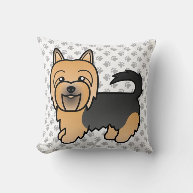 Blue And Tan Australian Terrier Cute Cartoon Dog Throw Pillow (Front)