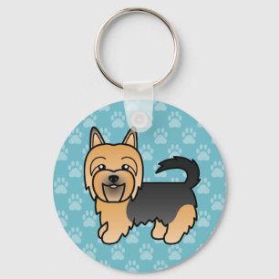Blue And Tan Australian Terrier Dog Cartoon Design Keychain