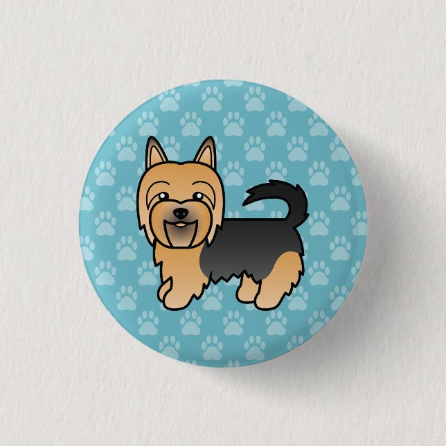 Blue And Tan Australian Terrier Dog On Blue 1 Inch Round Button (Front)