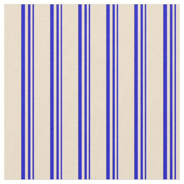 Blue and Tan Coloured Lines Fabric (Close Up)