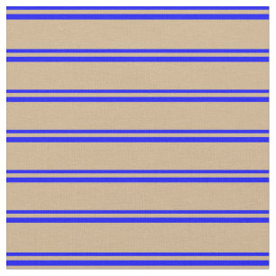 Blue and Tan Coloured Lines Pattern Fabric