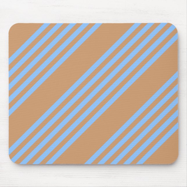 Blue and tan five stripe pattern mouse pad (Front)