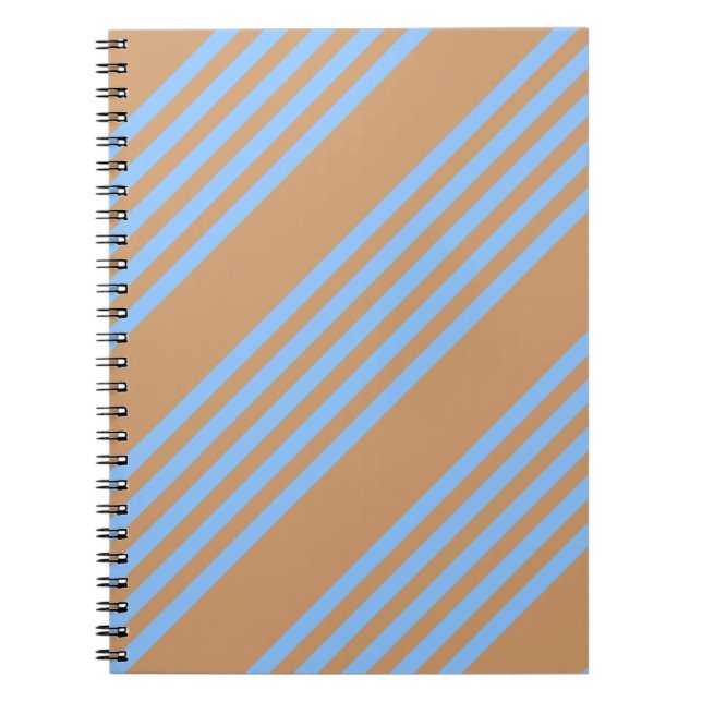 Blue and tan five stripe pattern notebook (Front)
