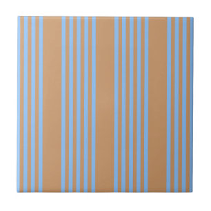 Blue and tan five stripe pattern tile