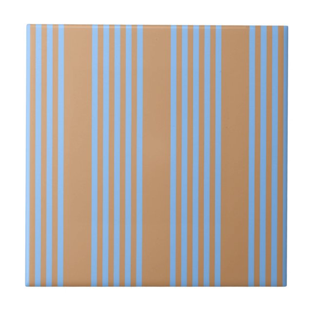 Blue and tan five stripe pattern tile (Front)