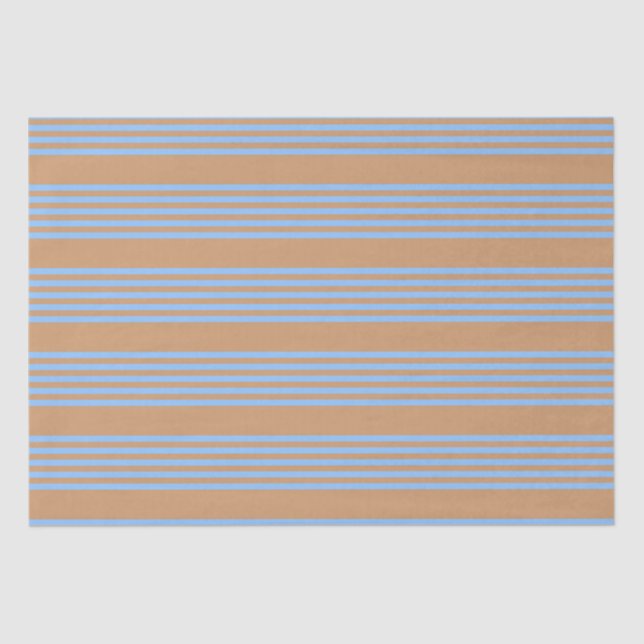 Blue and tan five stripe pattern tissue paper (Front)