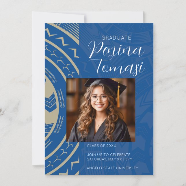 Blue and Tan Invitation (Front)