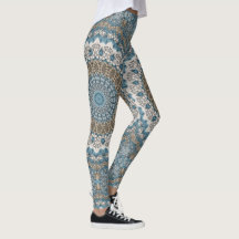 Blue and Tan Mandala Intricate Geometric Pattern