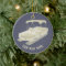 Blue and Tan Pontoon Boat Ornament