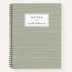Blue and Taupe Abstract Lines Pattern Notebook