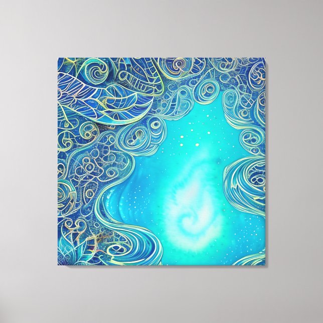 Blue and Teal Abstract Art Canvas Print (Front)