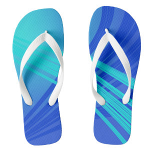 Blue and Teal Abstract Lines  Flip Flops