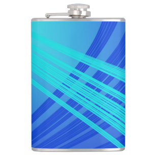 Blue and Teal Abstract Lines   Hip Flask
