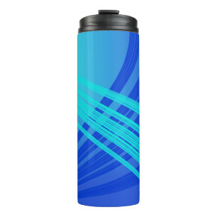 Blue and Teal Abstract Lines   Thermal Tumbler