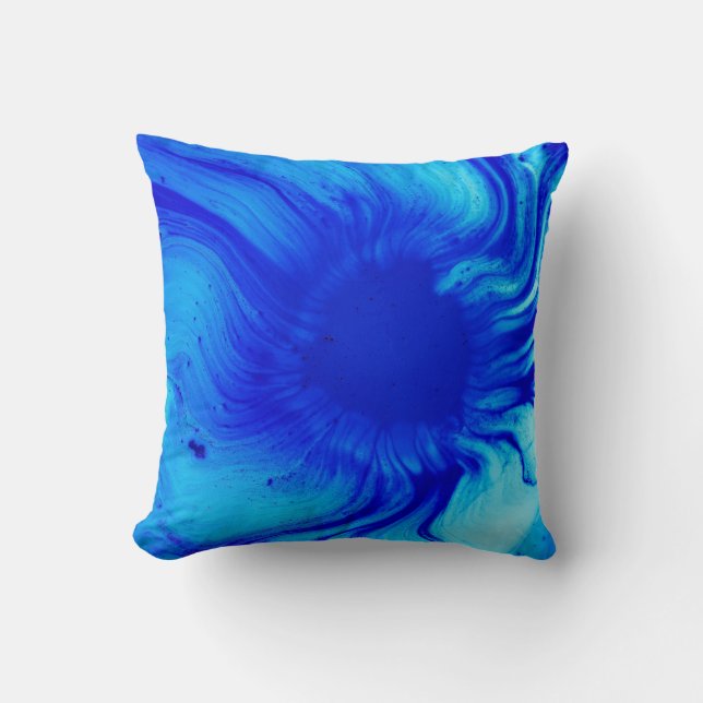 Blue and teal abstract painting throw pillow (Front)