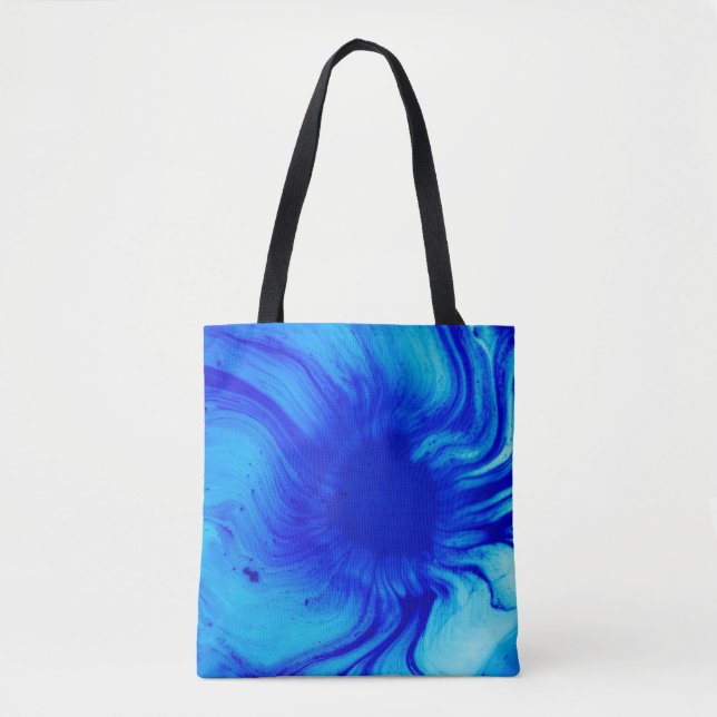 Blue and teal abstract painting tote bag (Front)