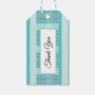 Blue and Teal Chequered Thank You Tags