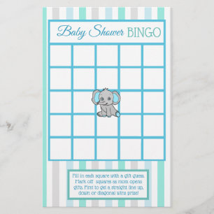 Blue and teal Elephant Boy baby shower games Flyer