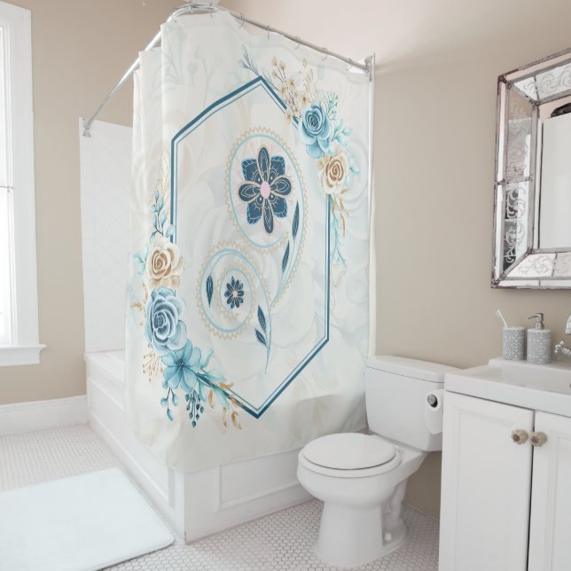 Blue and Teal Graphic, "Revitalizing Life", Floral (In Situ)