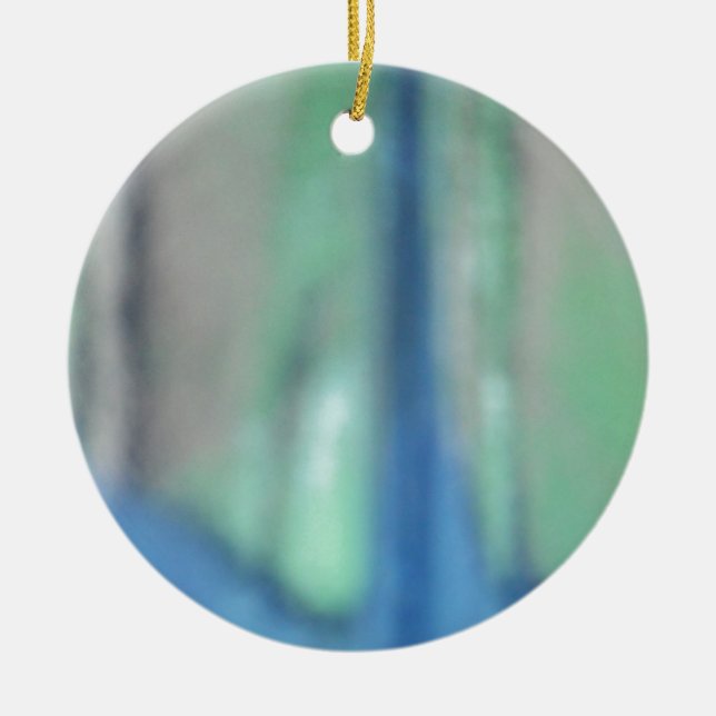 Blue and teal green sea glass ceramic ornament (Front)