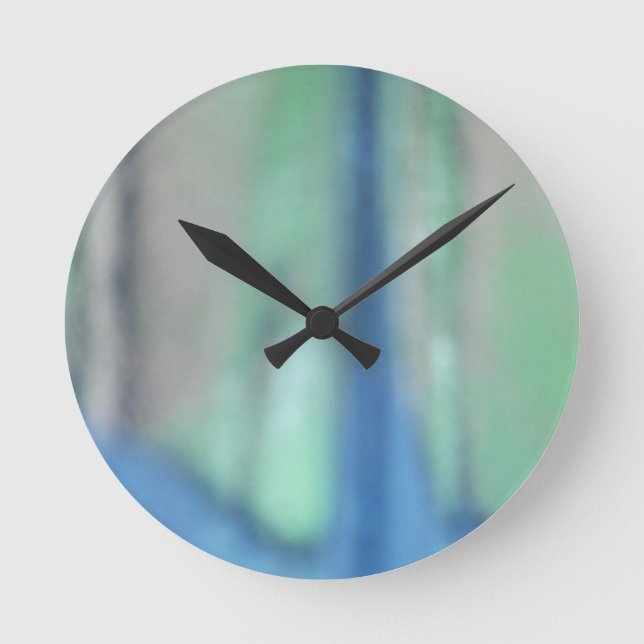 Blue and teal green sea glass round clock (Front)