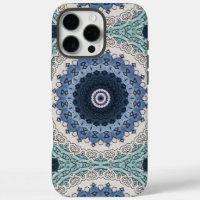 Blue and Teal Mandala with Geometric Symmetry