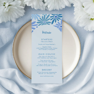 Blue and Teal Retro Floral Groovy Baby Shower Menu