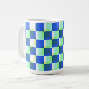 Blue and Teal Retro Square Art Mug Cup
